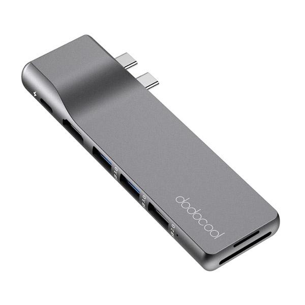 Dodocool Aluminum Alloy Hub 8-in-2 Multiportas com Dual USB-C Connectors 100W PD Thunderbolt 3 para Macbook Air, Pro. Dodocool     Cinza