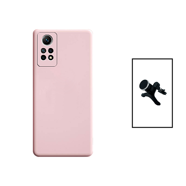 Kit Suporte Magnético Com Pernas + Capa Proteção Traseira Silicone para Xiaomi Redmi Note 12 Pro 4G - Rosa