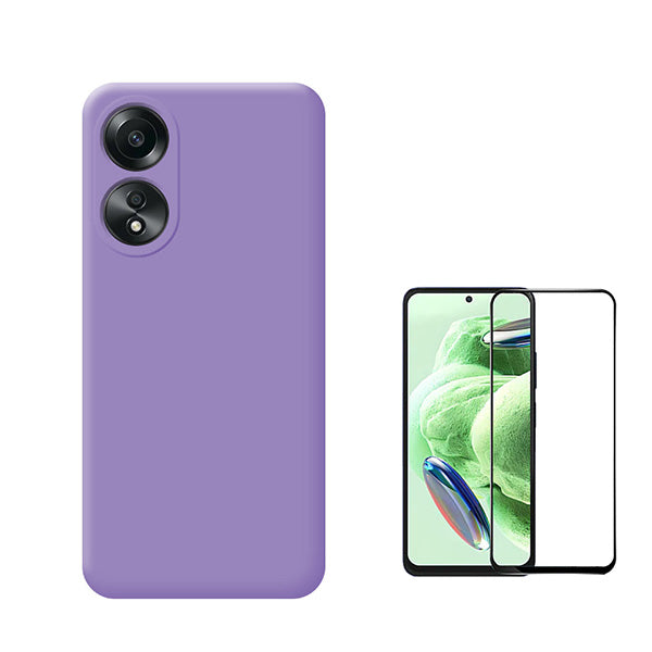 Kit Película de Vidro Temperado GorilasGlass + Capa Proteção Traseira Silicone Phonecare para Oppo A98 - Roxo