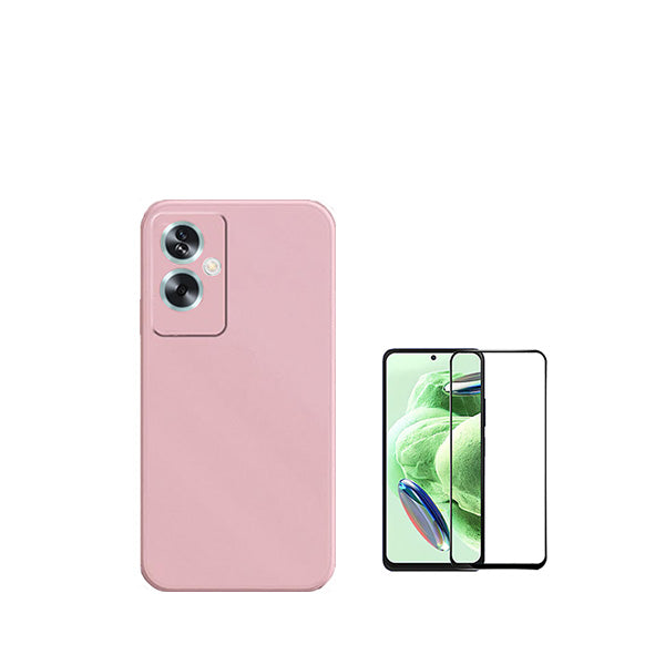 Kit Película de Vidro Temperado GorilasGlass + Capa Proteção Traseira Silicone GIFT4ME para Oppo A79 5G - Rosa