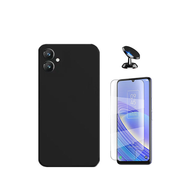Kit Película Protectora de Hydrogel Frente + Capa Proteção Traseira Silicone + Suporte Magnético Phonecare para Samsung Galaxy A05 - Preto
