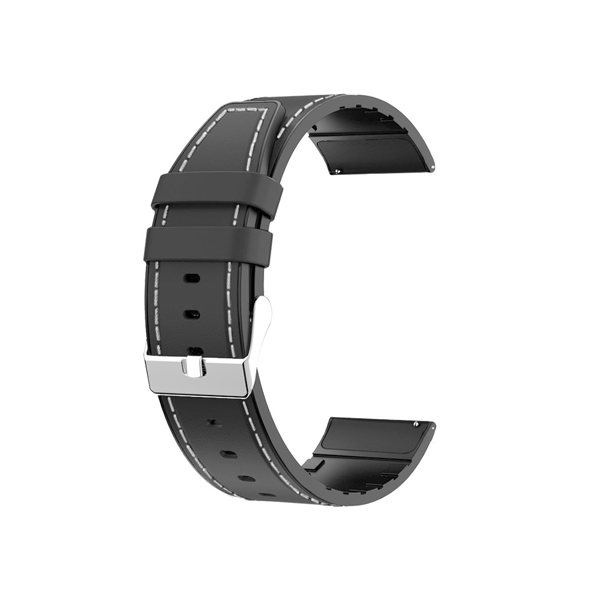 Bracelete Couro e Silicone Premium para Garmin Fenix 6 Standard - 47mm - Preto