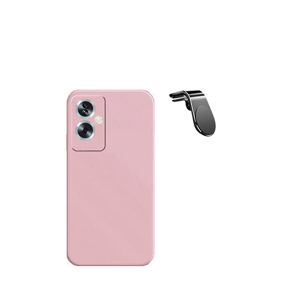Kit Suporte de Carro Magnético L + Capa Proteção Traseira Silicone GIFT4ME para Oppo A79 5G - Rosa