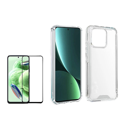 Kit Capa Traseira Super Proteção Transparente + Película de Vidro Temperado GorilasGlass GIFT4ME para Xiaomi 13T - Transparente