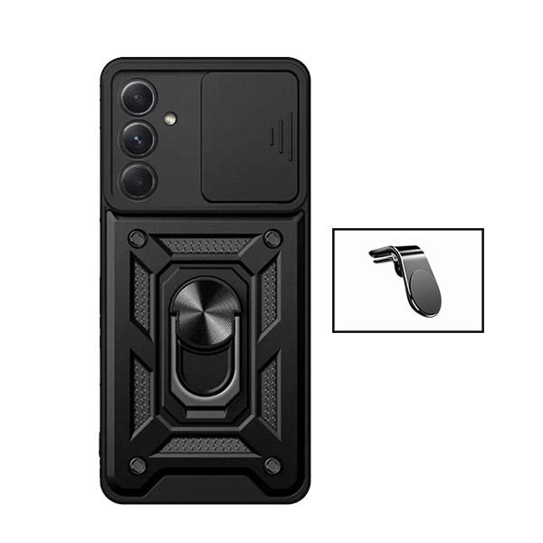 Kit Suporte de Carro Magnético L + Capa de Proteção Militar Magnética Janela Deslizante GIFT4ME para Samsung Galaxy A55 5G - Preto