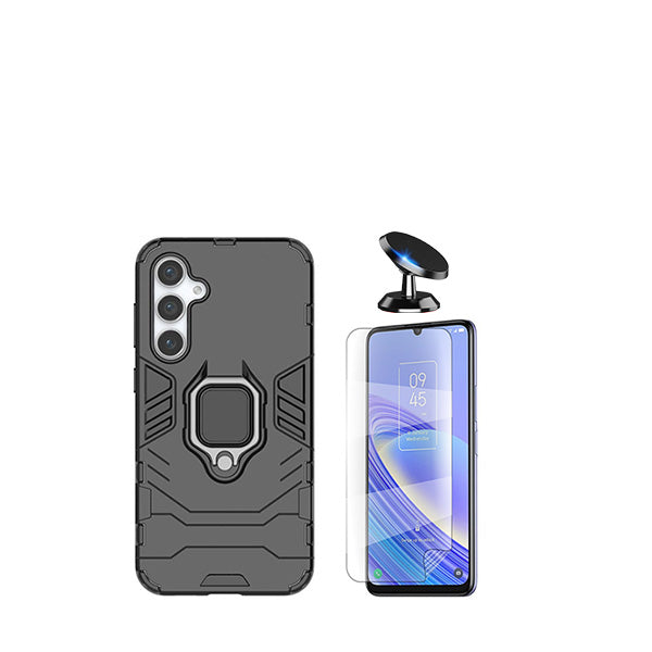 Kit Película Protectora de Hydrogel Frente + Capa de Proteção Militar Magnética + Suporte Magnético GIFT4ME para Samsung Galaxy A05s - Preto