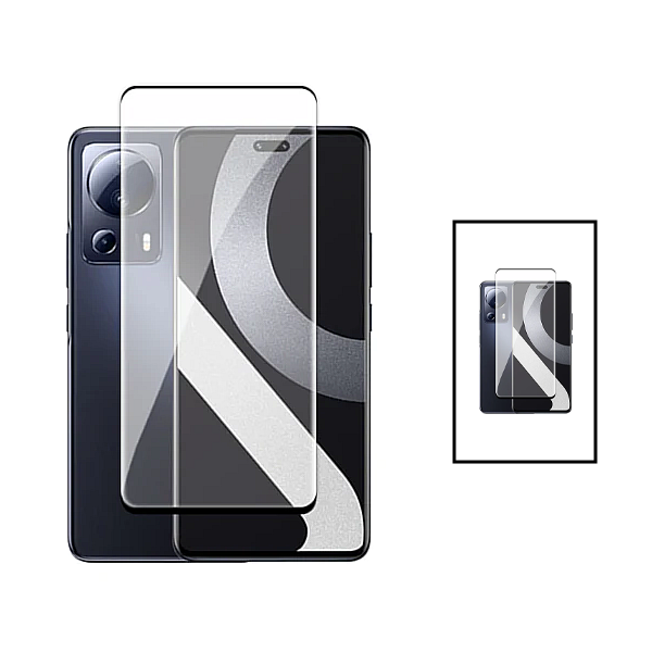 Kit 2 Película de Vidro Temperado GorilasGlass Curved para Xiaomi 13 Lite - Transparente/Preto