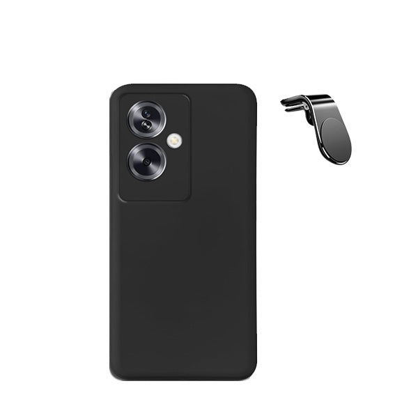 Kit Suporte de Carro Magnético L + Capa Proteção Traseira Silicone GIFT4ME para Oppo A79 5G - Preto
