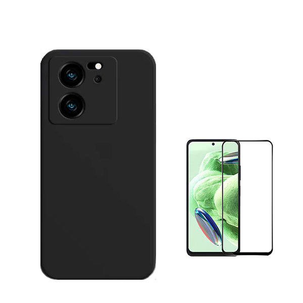 Kit Película de Vidro Temperado GorilasGlass + Capa Proteção Traseira Silicone GIFT4ME para Xiaomi 13T - Preto