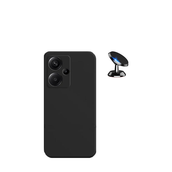 Kit Suporte Magnético + Capa Proteção Traseira Silicone GIFT4ME para Xiaomi Redmi Note 13 Pro+ Plus - Preto