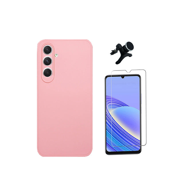 Kit Vidro Temperado ClearGorilasGlass + Capa Proteção Traseira Silicone + Suporte Magnético Com Pernas Phonecare para Samsung Galaxy A05s - Rosa