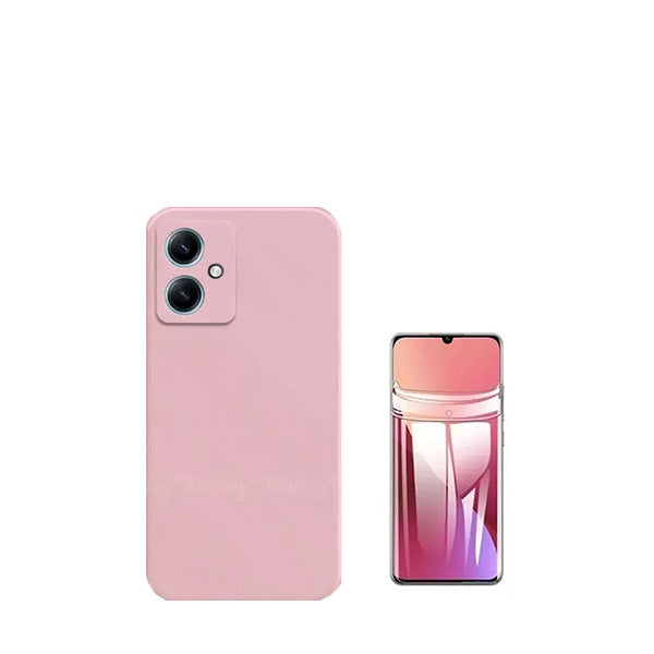 Kit Película Protectora de Hydrogel Frente + Capa Proteção Traseira Silicone GIFT4ME para Xiaomi Redmi 13C 5G - Rosa