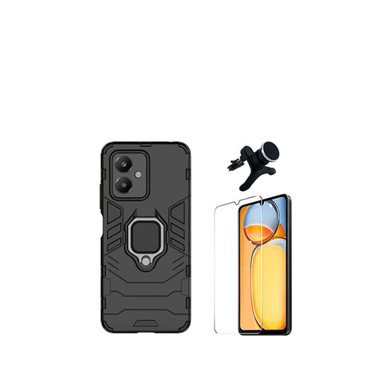 Kit Vidro Temperado ClearGorilasGlass + Capa de Proteção Militar Magnética + Suporte Magnético Com Pernas GIFT4ME para Xiaomi Redmi 13C 5G - Preto
