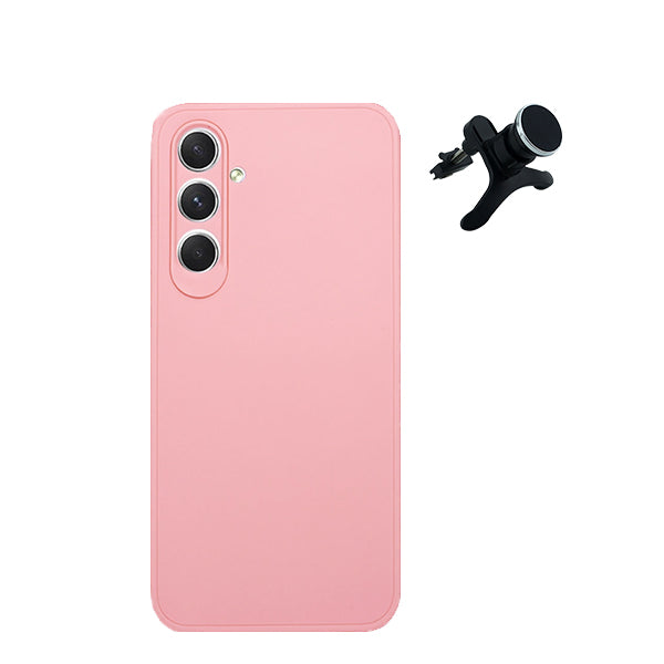 Kit Suporte Magnético Com Pernas + Capa Proteção Traseira Silicone GIFT4ME para Samsung Galaxy S23 FE - Rosa