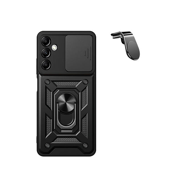 Kit Suporte de Carro Magnético L + Capa de Proteção Militar Magnética Janela Deslizante GIFT4ME para Samsung Galaxy A15 5G - Preto